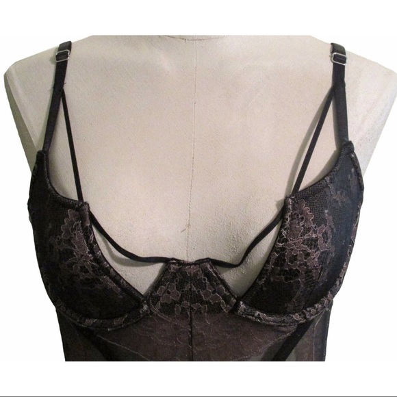 Victoria's Secret 34B Black Brown Lace Bustier - Picture 2 of 5